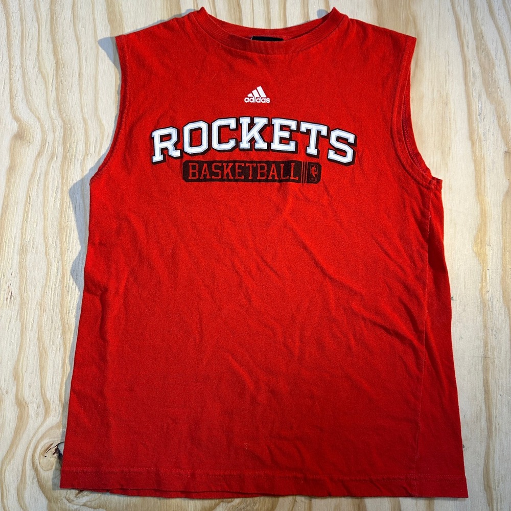 Adidas Boys Houston Rockets Basketball Sleeveless Shirt Red Medium 10/12 NBA